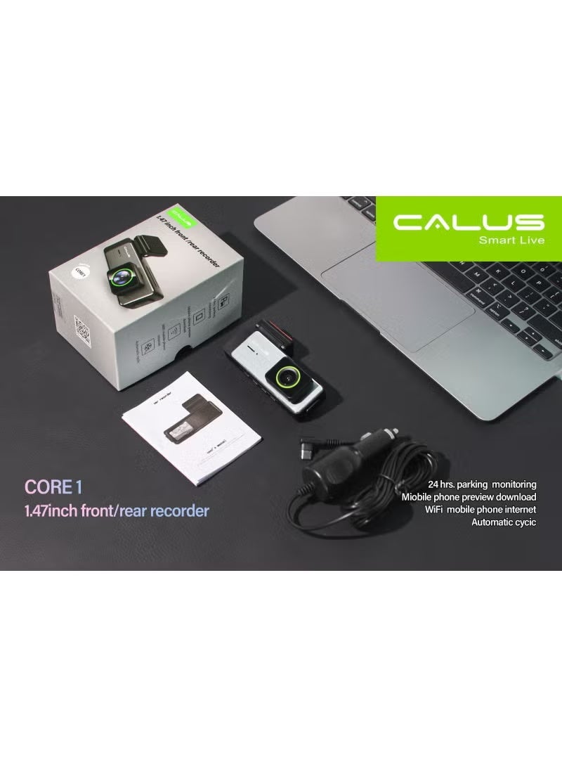CALUS Core 1 Dash Cam – 1.47″ Front & Rear Full HD Car Camera with Night Vision, Loop Recording, Parking Monitor & Wide-Angle Lens for Safe Driving - Image 1